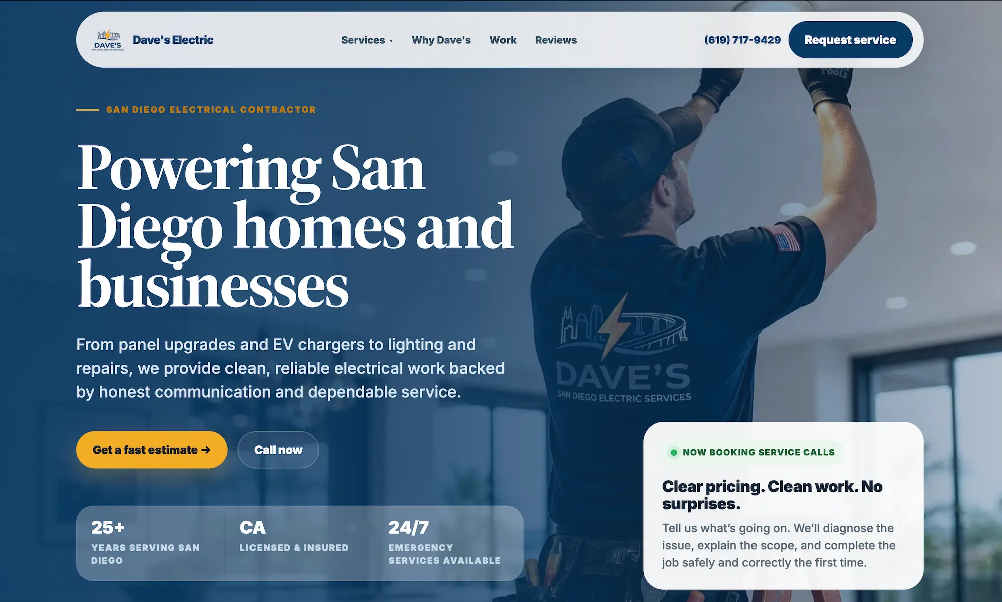 Dave's Electric website homepage screenshot