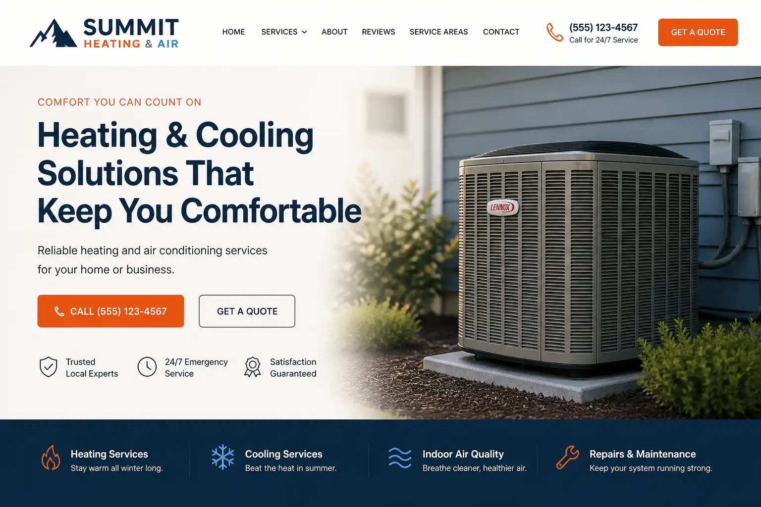 Contractor website design example