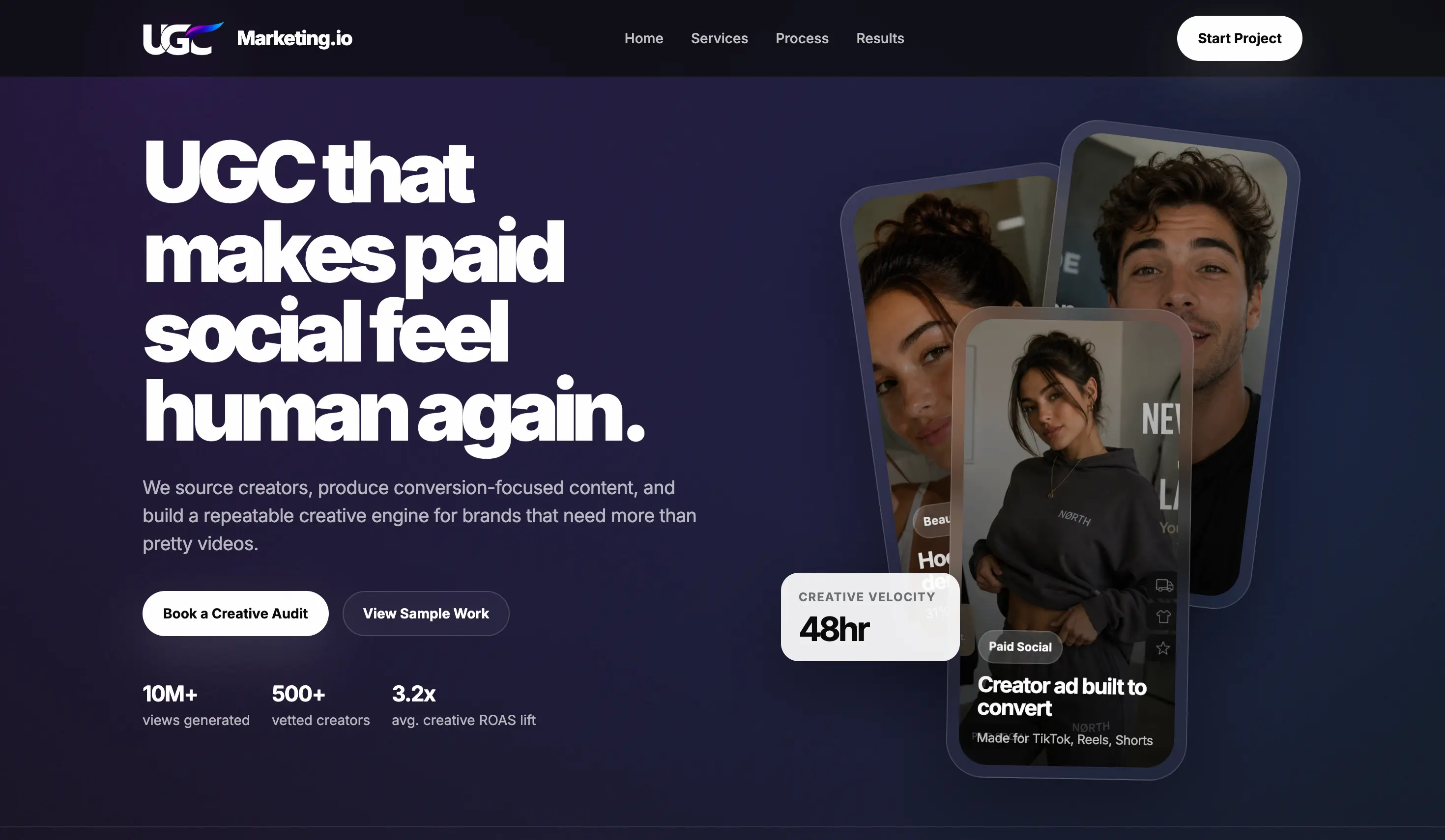 UGC Marketing website screenshot